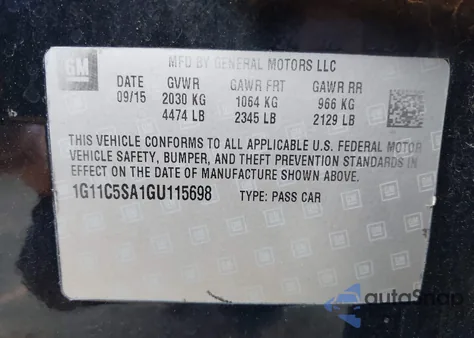 2016 Chevrolet Malibu Limited Lt z USA, uszkodzony, nr VIN 1G11C5SA1GU115698